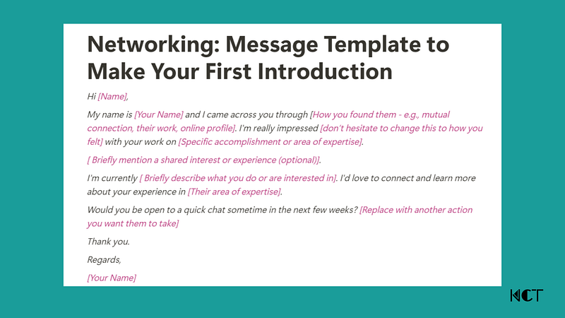 how to build your network — message template to make your first introduction